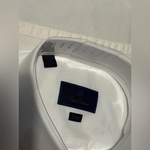 David Donahue White Dress Shirt. 34/35 Sleeves. 17.5 Neck. Trim Fit. - Picture 10 of 12
